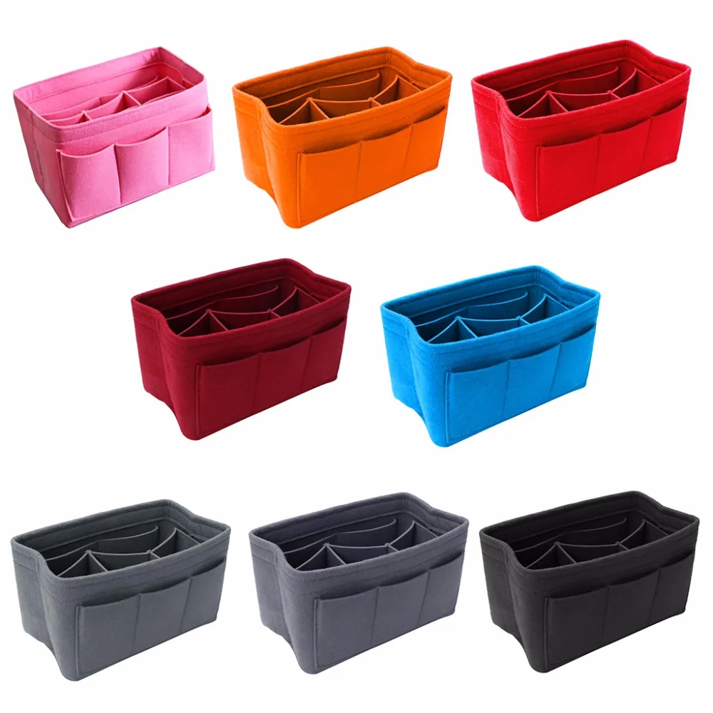 cheap THINKTHENDO Felt Makeup Bag Organizer Insert Bag Handbag Multi functional Travel Cosmetic Case Girl Toiletry Storage Bags 2019