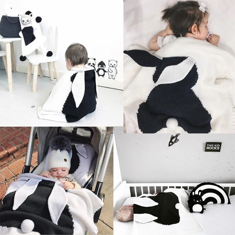 Одеяло с рисунком кролика, 75x105 см, Хлопковое одеяло на диван/кровать/самолет, плед для путешествий, горячее предложение, мягкое удобное одеяло