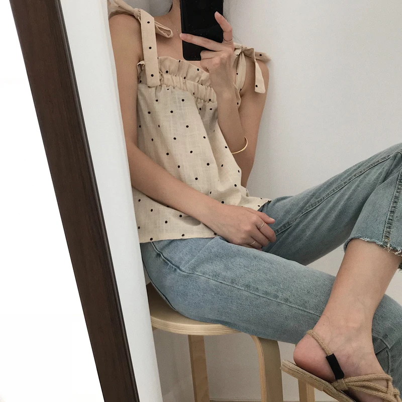 Женские повседневные топы в японском стиле Kawaii Ulzzang однотонный облегающий жилет