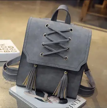 

Spring new European and American fashion college style tassel backpack student bag fashion backpack