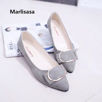 

Marlisasa Women Cute Pointed Toe Slip on Flat Shoes Lady Casual Black Flock Shoes Female Shoes Vrouwen Platte Schoenen F3494