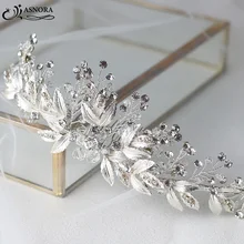ASNORA, свадебные повязки на голову с гребнями, свадебные аксессуары для волос, головной убор для невесты, металлический лист с кристаллами, бусины, женские повязки для волос