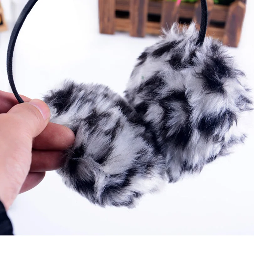 YSDNCHI Earmuffs Candy Color Plush Ear Warmers Protector Autumn Leopard Earmuffs Winter Thermal Unisex Sweet Fashion