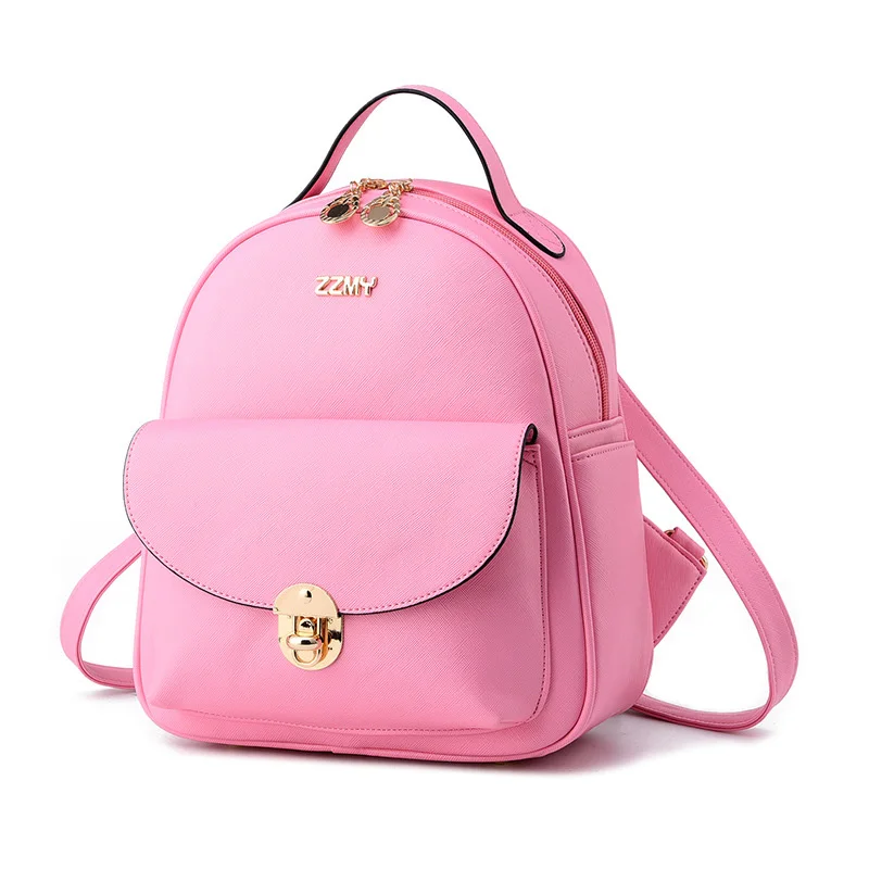 Модные брендовые женские школьные сумки, женский рюкзак из искусственной кожи, черный женский рюкзак на молнии, рюкзаки для девочек, белый женский рюкзак - Цвет: Ярко-розовый