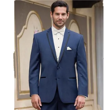 

2017 Custom Made Navy Blue Men Suit Tailor Made Suit Bespoke Men Wedding Suit Slim Fit Groom Tuxedos For Men(Jacket+Pants)
