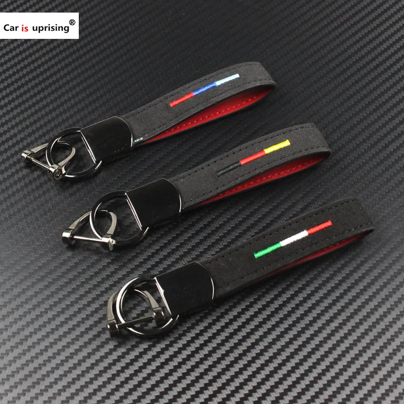 

1pcs High Quality Car Truck Fur Suede Leather Alloy Mens Keyring Keychain Key Chain Ring Keyfob Italy Germany Tricolor Flag