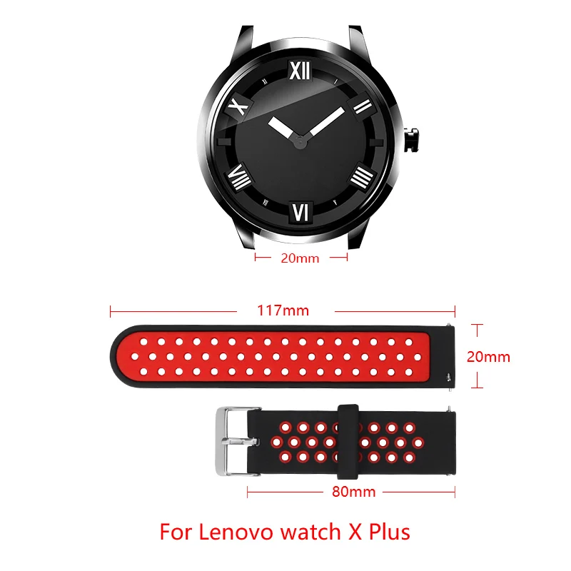 20 мм мягкий силиконовый ремешок для Lenovo watch X Plus сменный Браслет двухцветные часы
