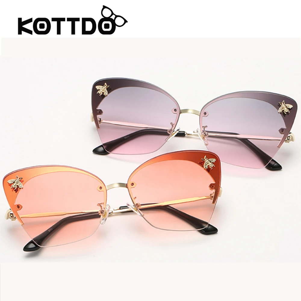 Cat Eye Fashion Women's Sunglasses Frameless Cat Eye Brand Sunglasses