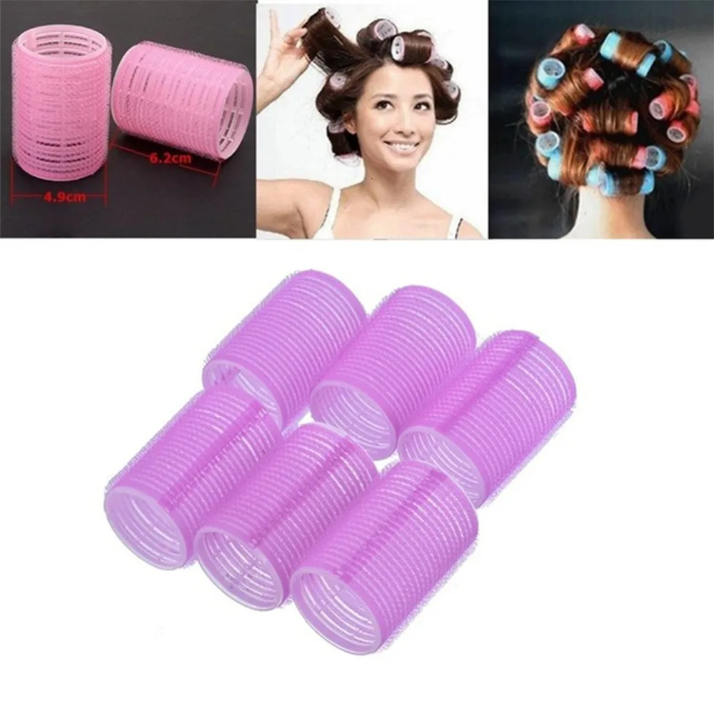 Hot Selling 6Pcs/Set Big Self Grip Hair Rollers Cling Any Size DIY Hair Curlers Hot Selling 6Pcs/Set Big Self Grip Hair Rollers Cling Any Size DIY Hair Curlers