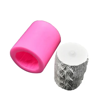 

3D Knitting Wool Cylinder Silicone Candle Silicone Mould Lines Cylinder Shape DIY Candle Mold Craft Tools