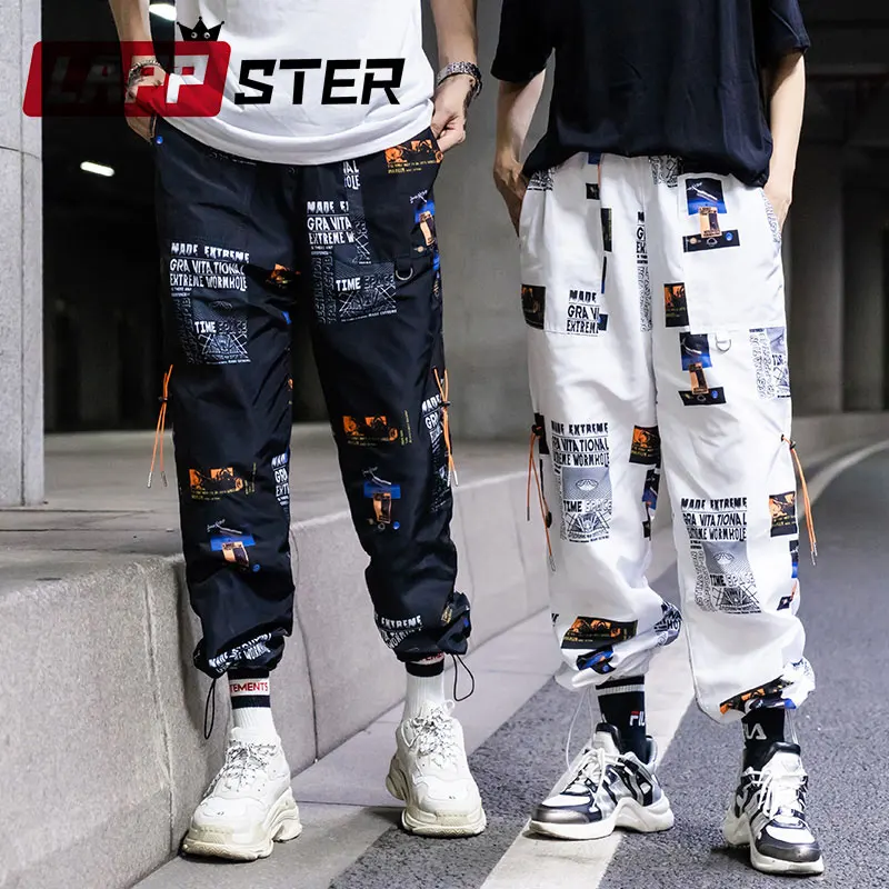 

LAPPSTER Funny Print Streetwear Joggers Pants Women 2019 High Waist Hip Hop Sweatpants Couple Spring White Harem Pants Plus Size