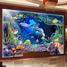 Wellyu пользовательские фотообои 3D стерео обои подводный мир Дельфин мать и ребенок любовь глубокие обои papel де parede