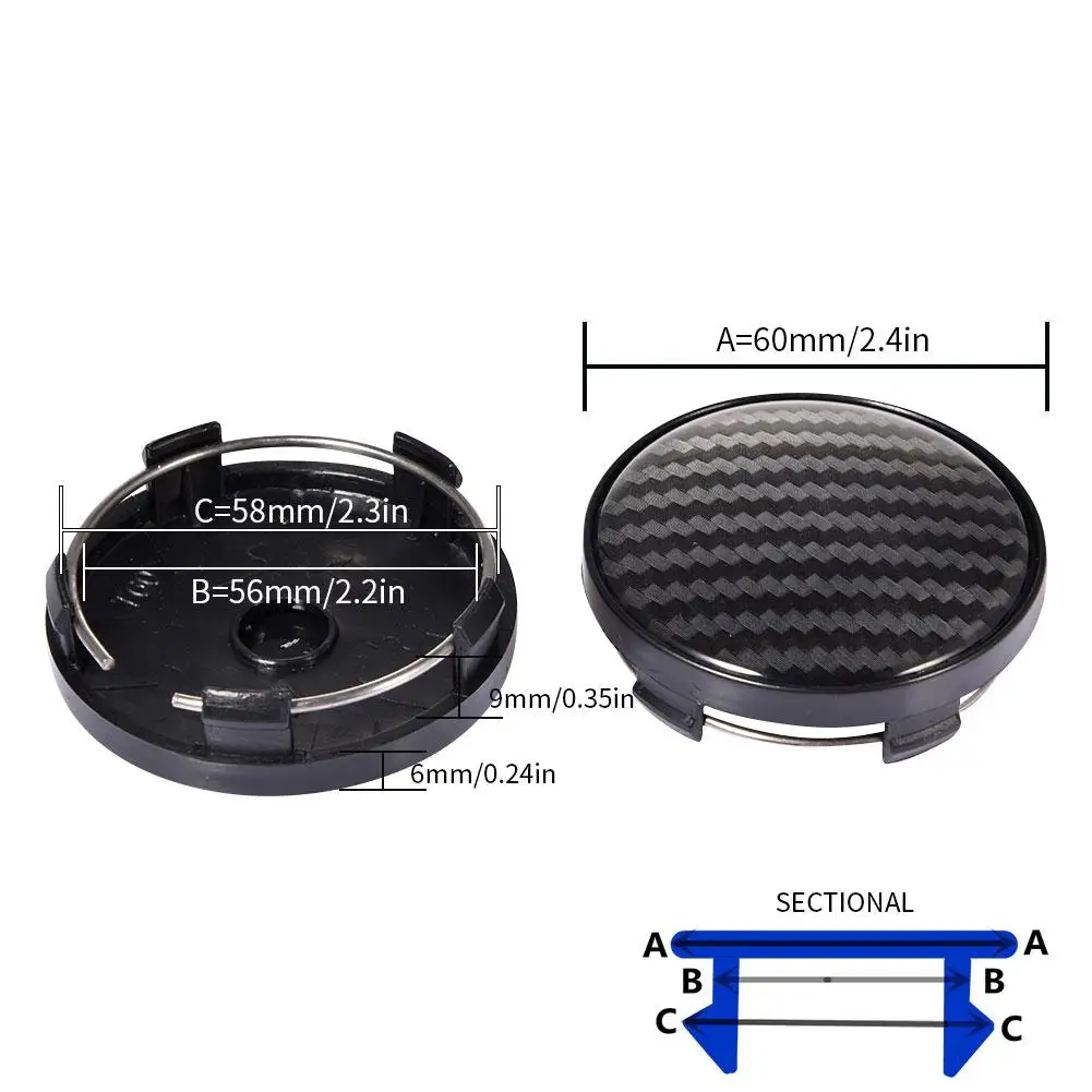 4 шт. универсальные 60 мм 68 мм автомобильные обычные колеса Центральная крышка на руль углеродное волокно черный без логотипа модифицированный для Toyota Ford