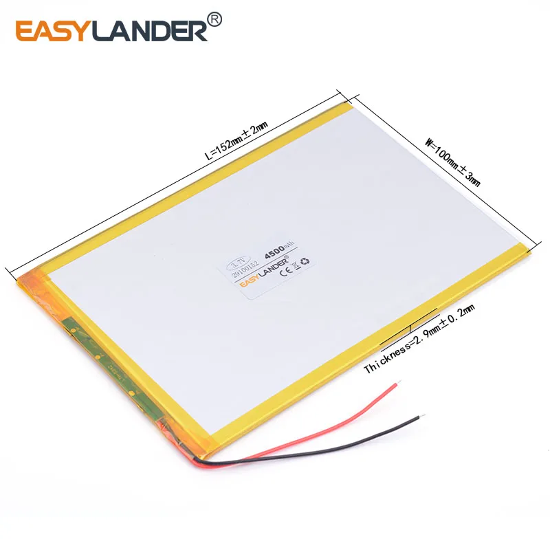 10 шт./лот 3 7 V 4500mAH 29100152 полимер литий ионный/литий ионный аккумулятор для