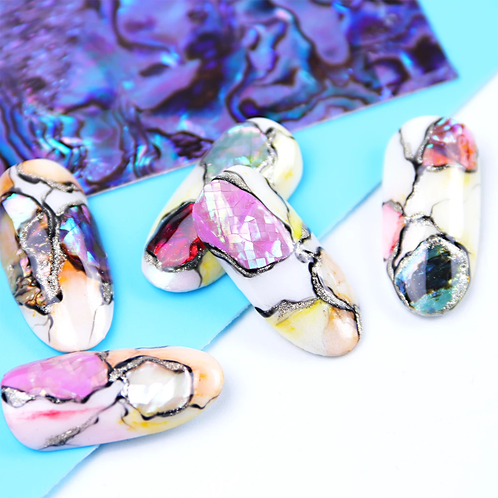 

1pcs Gradient Nails Foil Laser Charm Abalone Shell Polish Stickers Wraps Marble Sugar Mermaid Decals Nail Art Decorations BE747