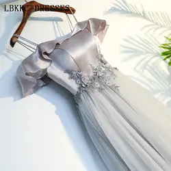 Платье для выпускного вечера с открытыми плечами из сатинового тюля vestido de festa с аппликацией в виде цветов Gala Jurken длинное платье для