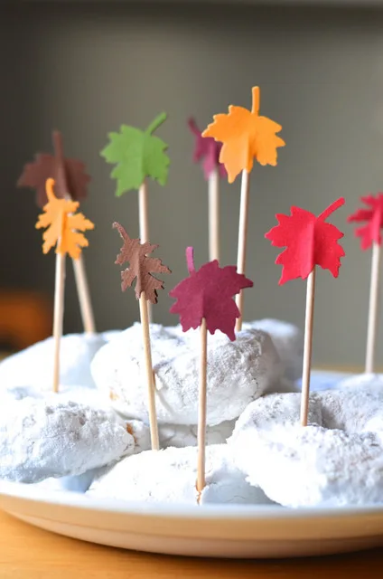 Fall Leaf Cupcake Topper birthday autumn wedding bridal baby shower toothpicks engagement food