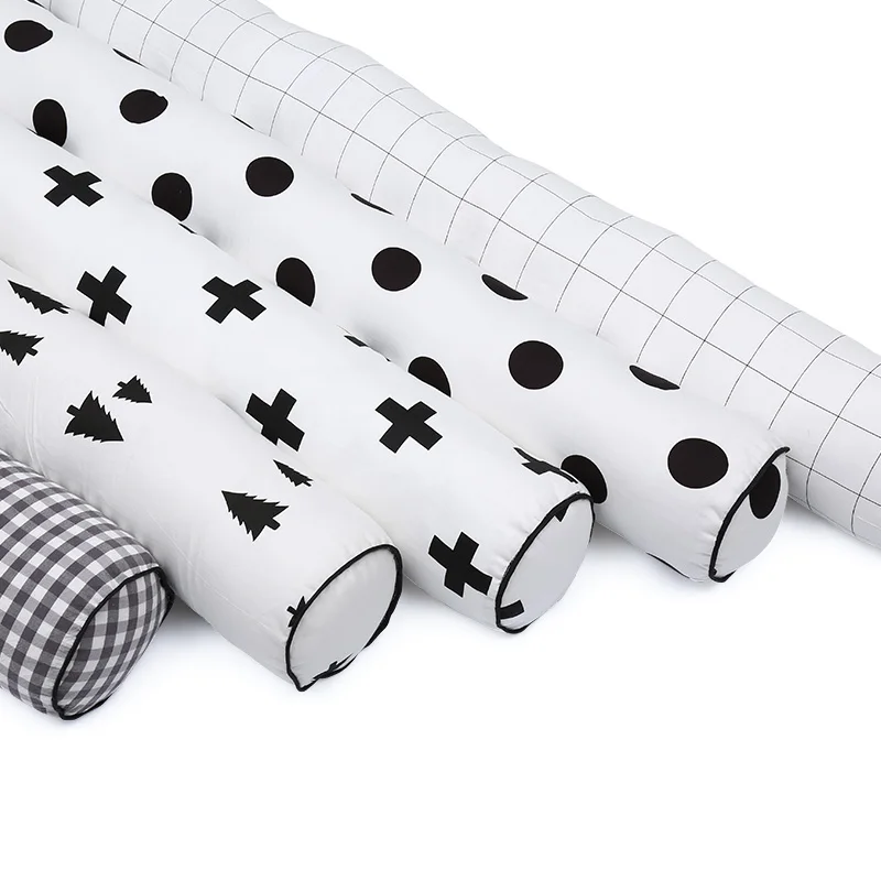 1pc Cylindrical Shape Bumper Black White Crib Bumper Infant Bed