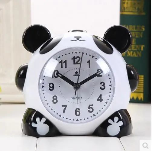 Очень милый мультфильм панда будильник есть огни мультфильм часы девочки и дети любят часы