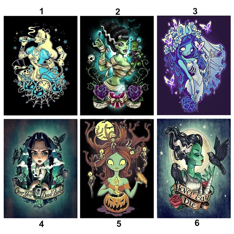 

5D DIY Full Diamond Painting Cartoon skull Girl Diamond Embroidery Cross Stitch Drill Needlework Mosaic Home Decor Paintings