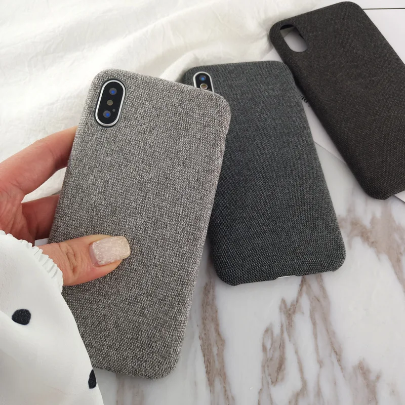 Tela Simple caso suave de la textura TPU para iphone 6 6 S 7 8 más X lona silicona para iphone 8 7 más X funda capa caso