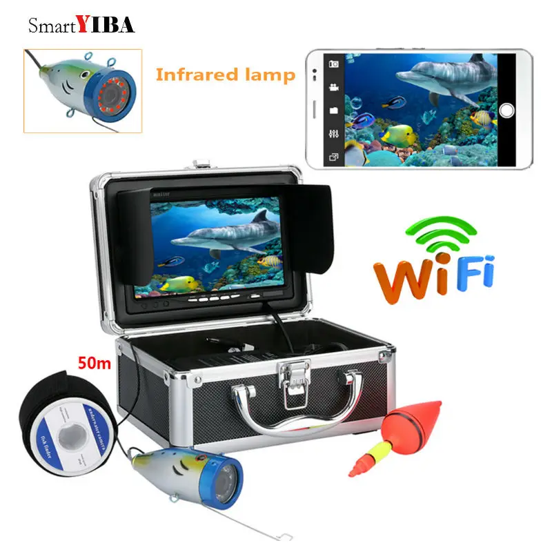 

SmartYIBA 7"TFT 50M HD 1000tvl Underwater Fishing Video Camera Fish Finder Device APP Control Video Recording Take Photo Camera