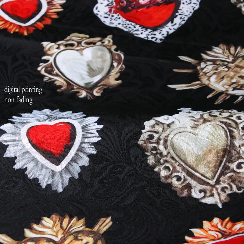 Винтажная жаккардовая ткань черного цвета из полиэстера, плотная жаккардовая ткань с принтом Красного камня tissus, женское платье, пальто, ткань для рукоделия tissu au metre