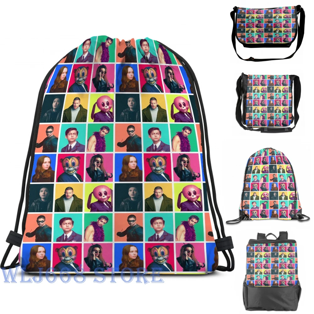 

Funny graphic print shoulder Bags women The Umbrella Academy - Character Collage Single shoulder backpack travel for men Gym Bag