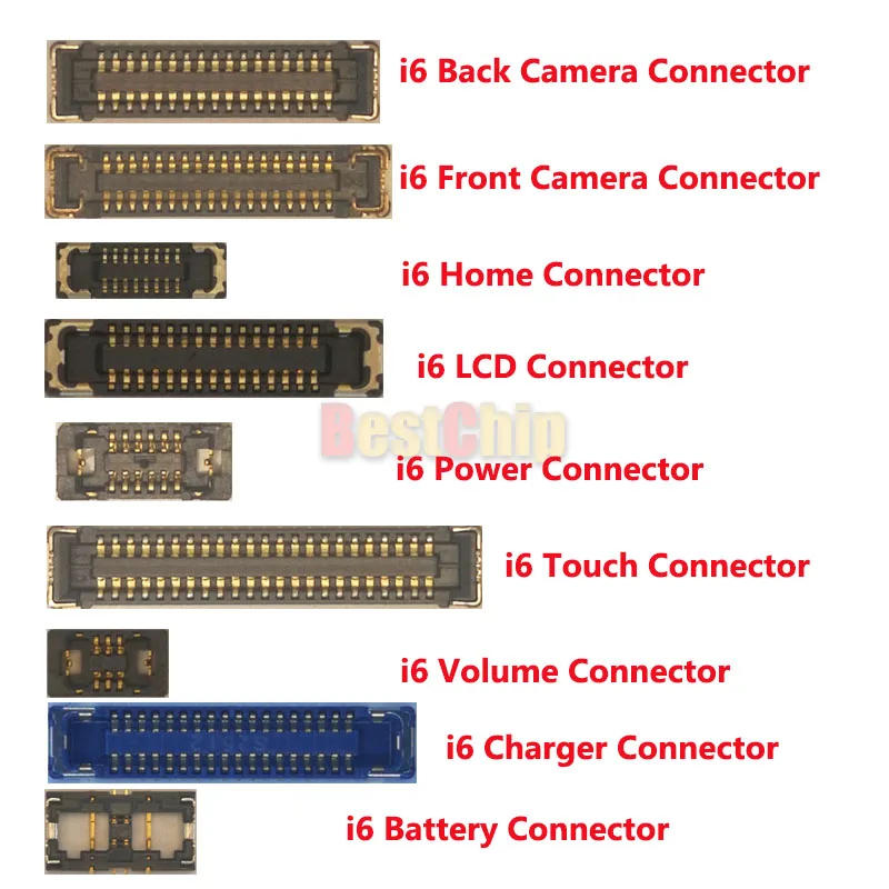 

5sets/lot 45pcs Full sets FPC connectors for iPhone 6 4.7" LCD touch power camera dock volume battery connector on motherboard