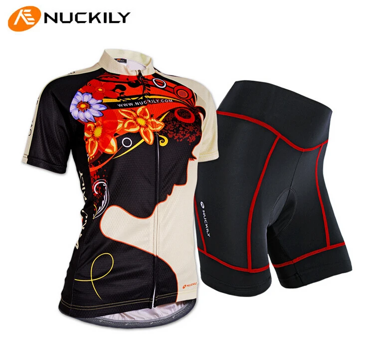 Free Shipping NUCKILY Women Bike Clothing Cycling Set 3D Padded Shorts