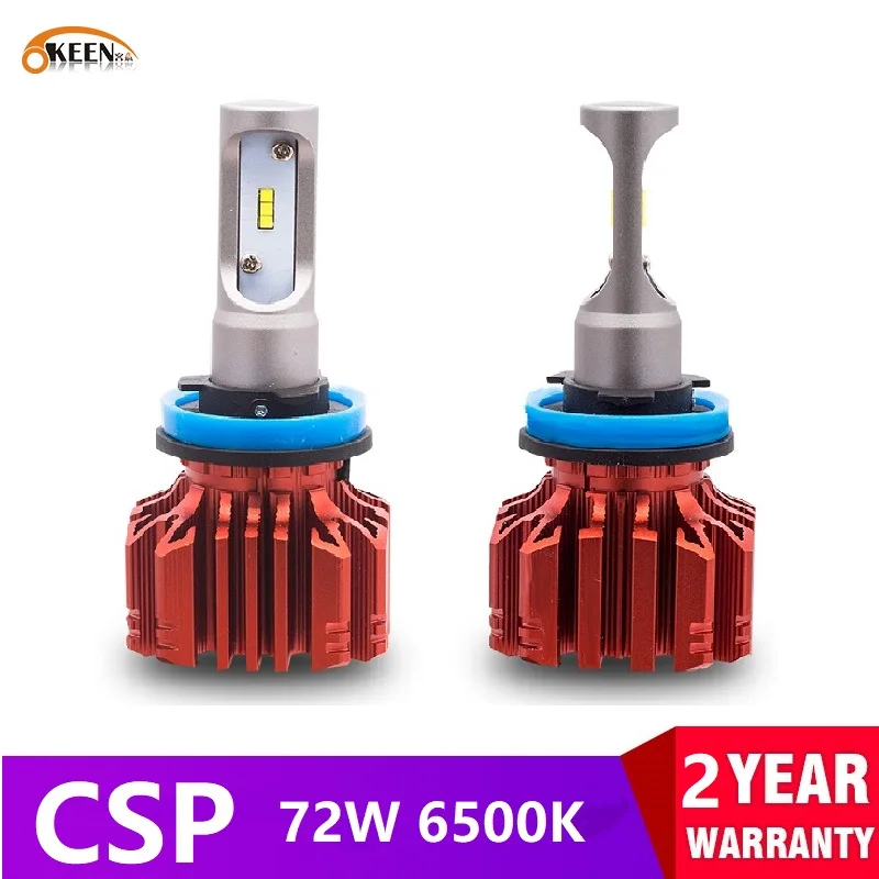 

OKEEN 2pcs LED CSP H8 H11 Lamp H4 Led H7 H1 H3 Car Headlight Bulbs For Auto H27 881 HB3 HB4 Led Automotive 12V 72W 8000LM 6500K