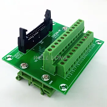 

IDC24 2x12 Pins 0.1" Male Header Breakout Board, Terminal Block, with Simple DIN Rail Mounting feet.