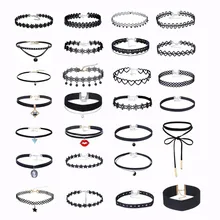Gothic Black Velvet Chocker Lace Tattoo Choker Statement Necklace Vintage Harajuku Leather Chokers Necklaces For Women Jewelry