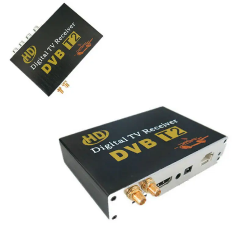 Двойная антенна высокоскоростной HD Автомобильный DVB-T2 двойной тюнер автомобильное Цифровое ТВ приемник с USB слотом