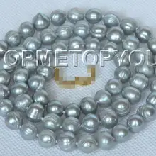 Длина 1" 10 мм БАРОККО Круглый Серый культивированный жемчуг Ожерелье E311