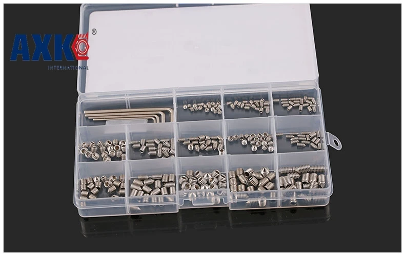 2018 Axk 260pcs Din914 M3 M4 M5 M6 304/316/12.9 Stainless Steel Grub Screws Cone Point Hexagon Hex Socket Set Assortment Kit m6 m6 6 8 10 12 16 m6x6 8 10 12 16 304 stainless steel 304ss din914 inner hexagon socket allen head grub cone point set screw