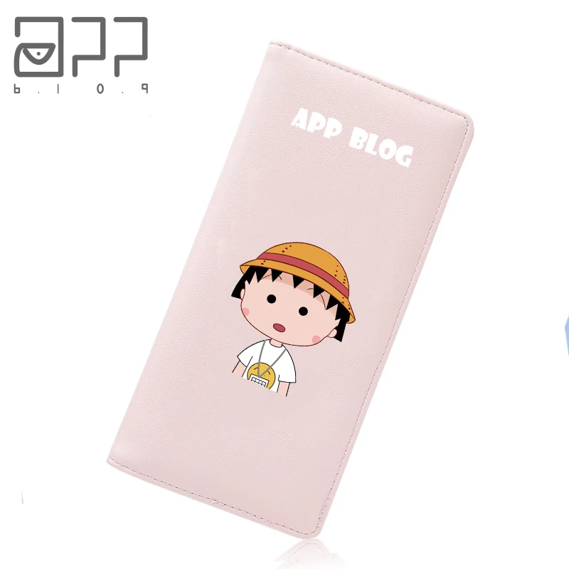 

APP BLOG Anime Cartoon Cute Sakura Momoko Long Thin Wallet For Women Student Teenager Kid Girl Friend Gift Money Bag Mini Purse