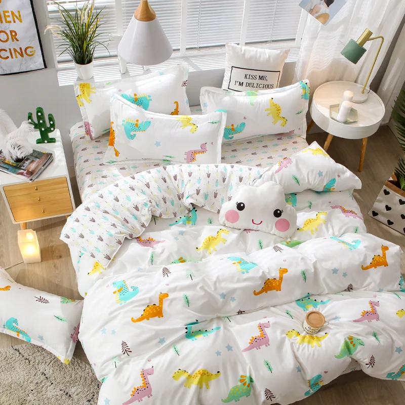

Era of dinosaurs Design Ins Bedding Sets Duvet Cover Pillowcase Flat Bed Sheet King Queen Double Full 4pcs,Single 3pcs Bed 2019