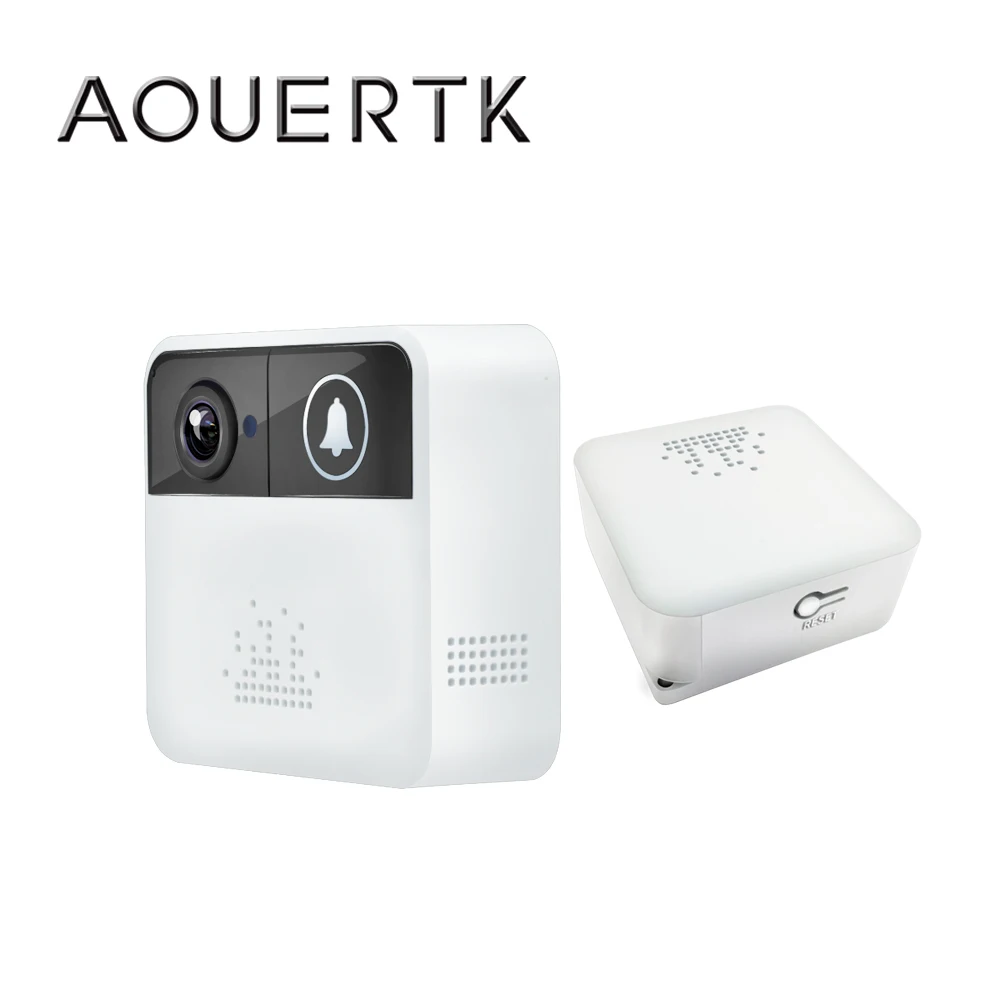 

AOUERTK 720P HD WIFI battery doorbell wireless security camera two way Audio with Ringbell intercom doorbell APP control
