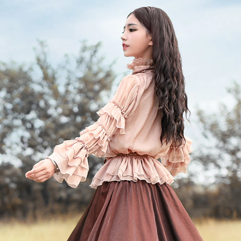 Женская шифоновая рубашка LYNETTE'S зимняя с рюшами|chiffon shirt tops|chiffon shirtshirt top |