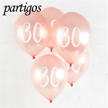 

10pcs 12inch Rose Gold 18th 21st 30th 40th 50th Latex Balloon Birthday Party Decora Anniversary Wedding Supplies Rose Gold Round