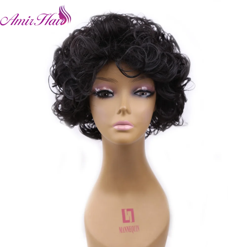 

Amir short Curly Wigs Synthetic Hair Full Wig Black Short Wig for Women Brown Mixed Blonde Black Hair Cosplay wig