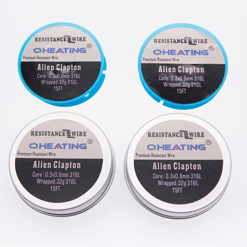 

Qheating SS 316L Flat Alien Clapton Wire Metal box pack for RDA RBA Rebuildable Atomizer Heating Wires Coil Tool