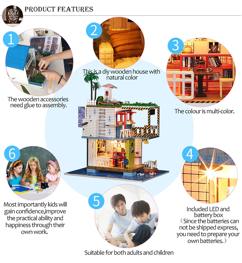 DIY Dollhouse Wooden Miniature Doll House Sea Post Station Handmade Building Model Assemble Kits Casa De Boneca Toys (8)