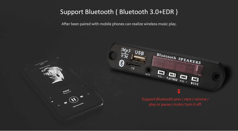 Цифровой светодиодный 12V Bluetooth V3.0 MP3 декодер доска FM радио USB TF AUX пульт дистанционного управления для автомобиля