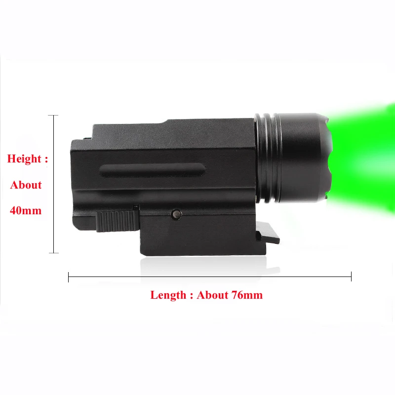 Тактический фонарь 76x33x40 мм охотничий пистолет ружейный оптический прицел для винтовки зеленый фонарик стрельба, Страйкбол свет подходит для 20 мм рельса