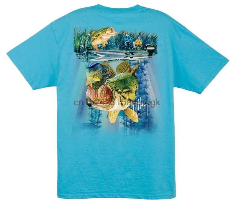 Guy Harvey Nitro Bass SS Fishing Boat Fish Pocket T Shirt..Pick Size