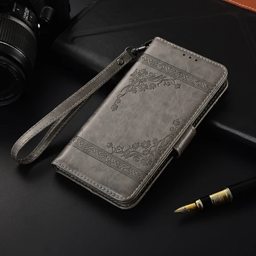 Чехол-бумажник для Blackview A60, чехол с ремешком, Специальный флип-чехол из ПУ кожи с цветочным рисунком и карманом для карт, чехол с подставкой - Цвет: Gray YL