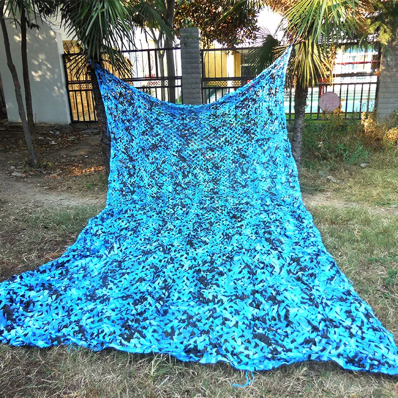 

4M*10M filet Camo Netting blue camouflage netting camo tarp sun shelter for decor and covered the venue decoration theme party