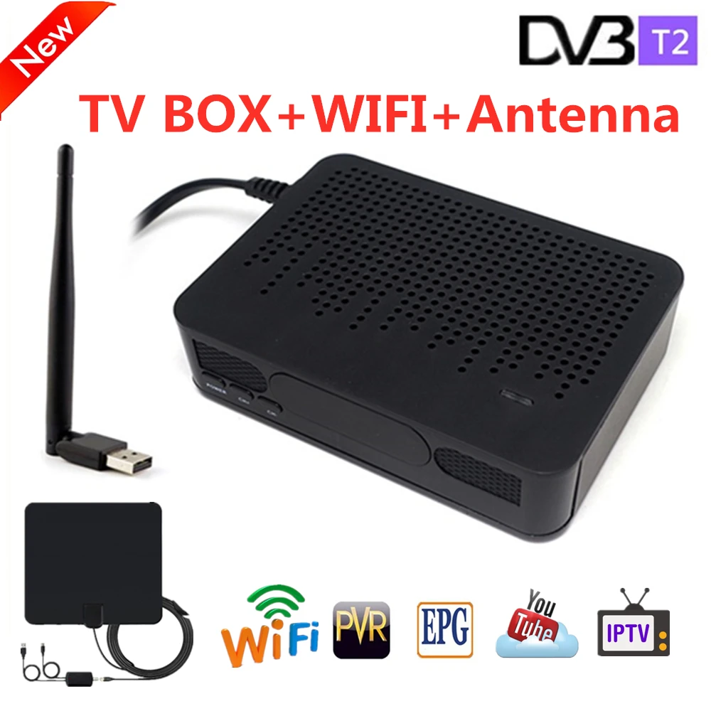 TV BOX+WIFI+Antenna DVB T2 in Terrestrial TV receiver box support PVR Wifi TPTV Youtube set top boxes For RUSSIA,EUROPE,UKRAINE